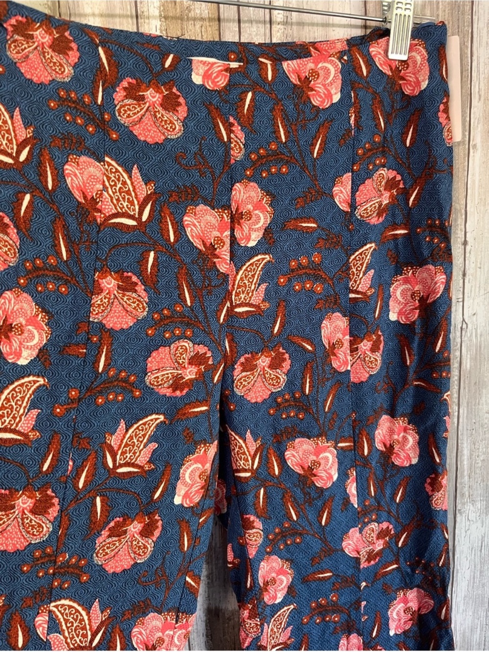 Anthropologie Drapey Floral Flare Bell Bottom Pants Blue Size 0 NWT - Picture 5 of 7